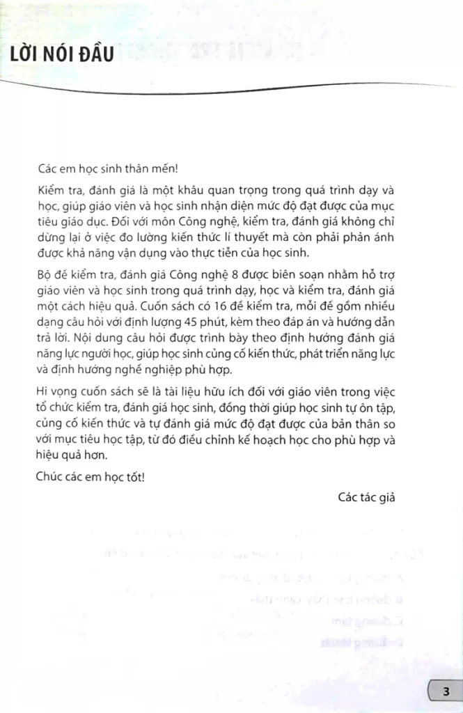 BỘ ĐỀ KIỂM TRA, ĐÁNH GIÁ CÔNG NGHỆ LỚP 8 (Theo chương trình GDPT 2018)